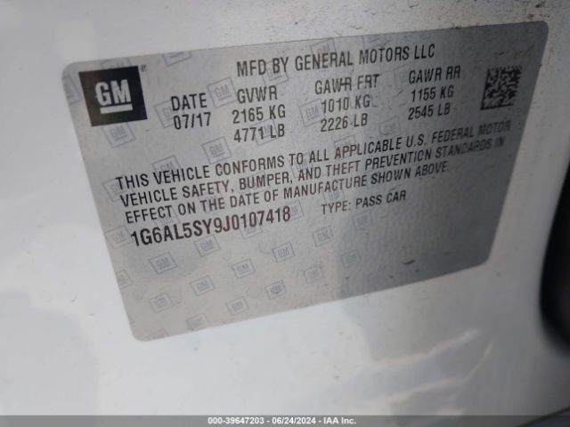 1G6AL5SY9J0107418 Cadillac ATS-V