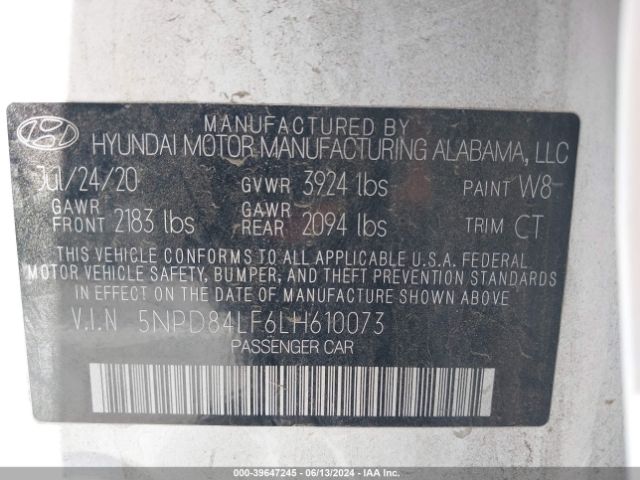 5NPD84LF6LH610073 Hyundai ELANTRA SEL