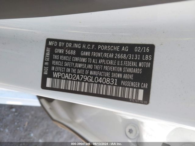 2016 PORSCHE PANAMERA E-HYBRID WP0AD2A79GL040831 Photo 8