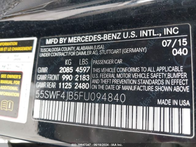 55SWF4JB5FU094840 Mercedes-Benz C 300 Luxury/sport
