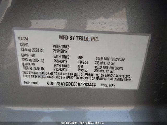 7SAYGDEE0RA283444 Tesla Model Y Long Range Dual Motor All-wheel Drive