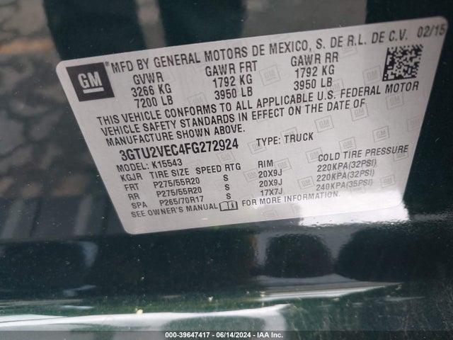 GMC Sierra 1500 Slt 2015 3GTU2VEC4FG272924 Image 9
