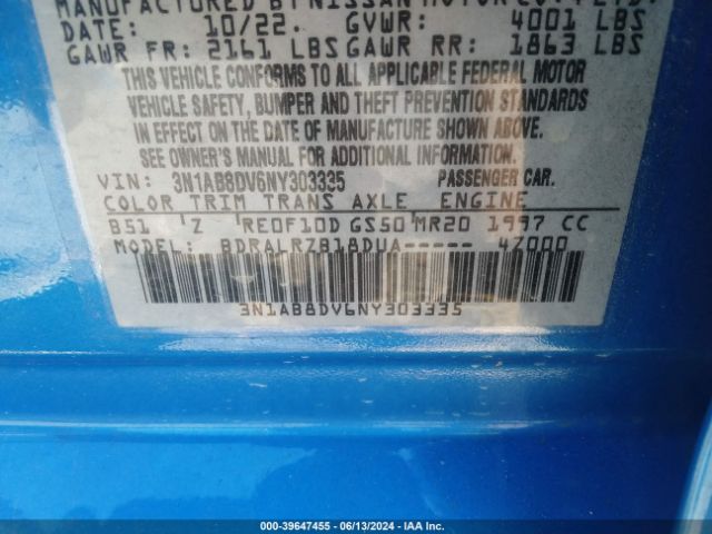 3N1AB8DV6NY303335 Nissan Sentra Sr Xtronic Cvt
