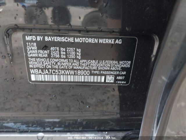 WBAJA7C53KWW18900 BMW 530i Xdrive