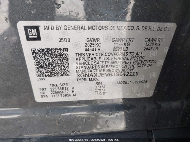 Chevrolet EQUINOX LT 2018 3GNAXJEV6JS642119 Image 9