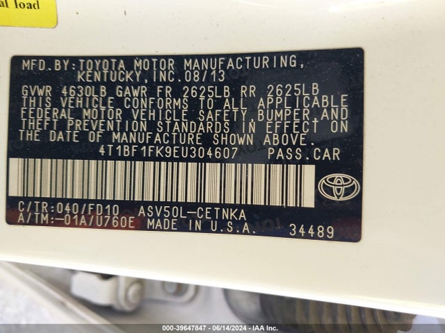 Toyota CAMRY LE 2014 4T1BF1FK9EU304607 Image 9