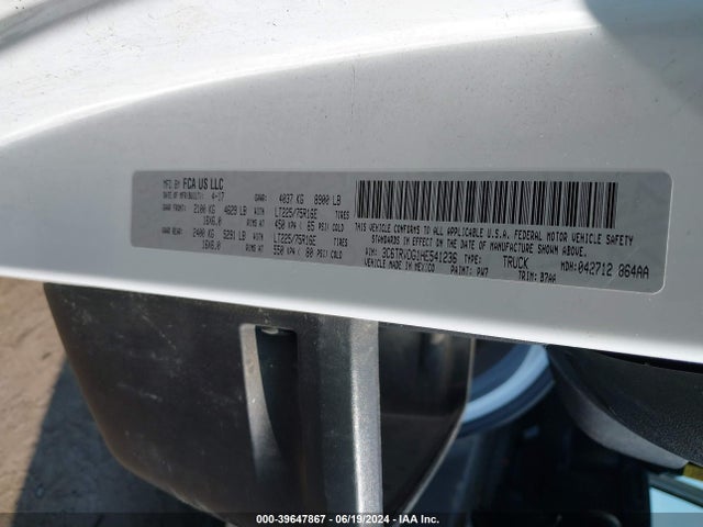 3C6TRVDG1HE541236 RAM Promaster 2500 High Roof 159 Wb
