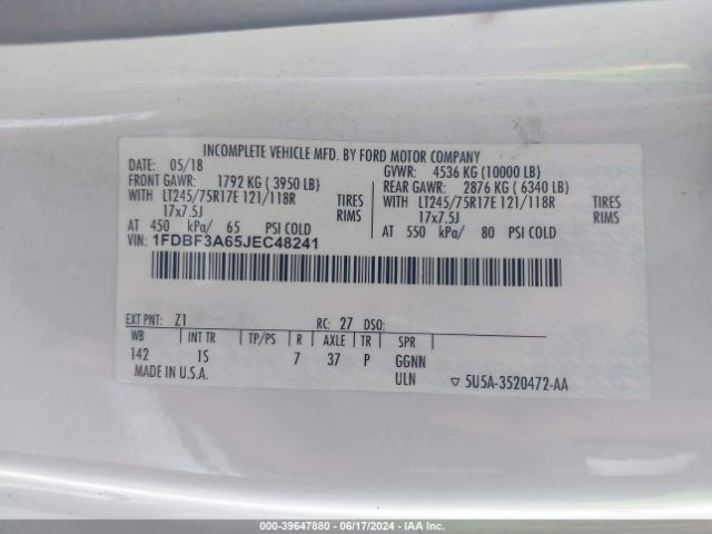 1FDBF3A65JEC48241 Ford F-350 Xl