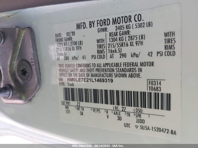 Ford Transit Connect Xl 2020 NM0LE7E21L1469319 Image 9