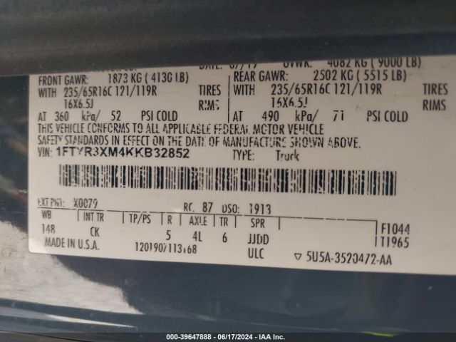 1FTYR3XM4KKB32852 Ford Transit-250