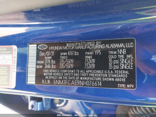 2022 HYUNDAI TUCSON 5NMJFCAE9NH076614 Photo 8