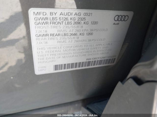 WA1DECF32M1103291 Audi Q3 Premium 45 Tfsi S Line Quattro Tiptronic