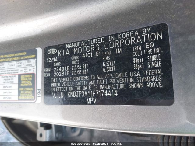 KNDJP3A51F7174414 KIA SOUL +