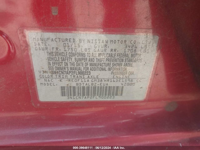 Nissan Versa 1.6 Sv 2015 3N1CN7AP2FL900223 Image 9