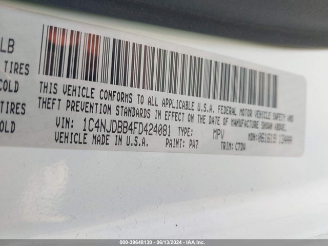 Jeep Compass Sport 2015 1C4NJDBB4FD424081 Image 9
