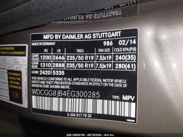 WDCGG8JB4EG300285 Mercedes-Benz Glk 350 4matic