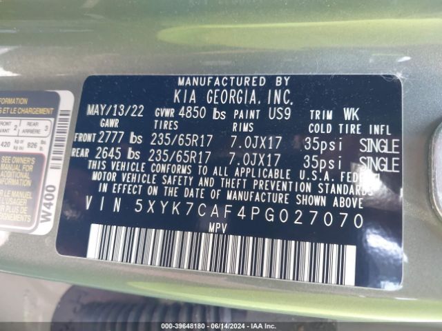 5XYK7CAF4PG027070 KIA Sportage X-pro Prestige