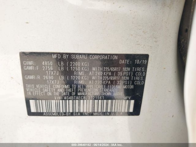 4S4BTAEC8L3121561 Subaru Outback Premium