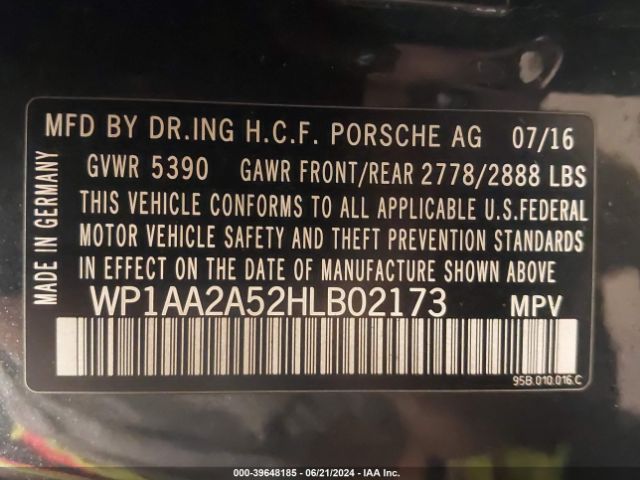 WP1AA2A52HLB02173 Porsche Macan