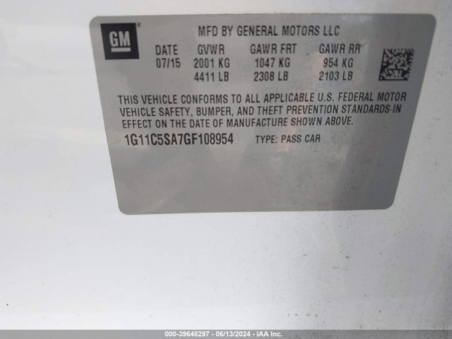 1G11C5SA7GF108954 Chevrolet Malibu Limited Lt