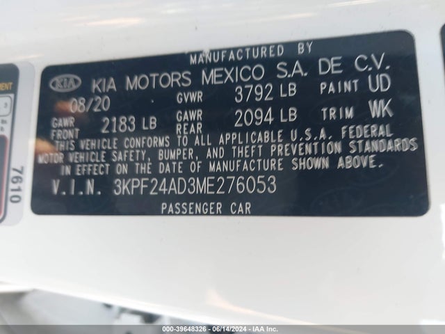 KIA Forte Lxs 2021 3KPF24AD3ME276053 Image 9
