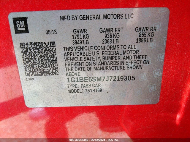 Chevrolet Cruze Lt Auto 2018 1G1BE5SM7J7219305 Image 9