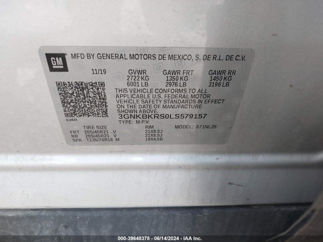 Chevrolet Blazer Awd Rs 2020 3GNKBKRS0LS579157 Image 9