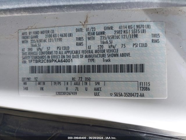 1FTBR2C89PKA64001 Ford Transit-250