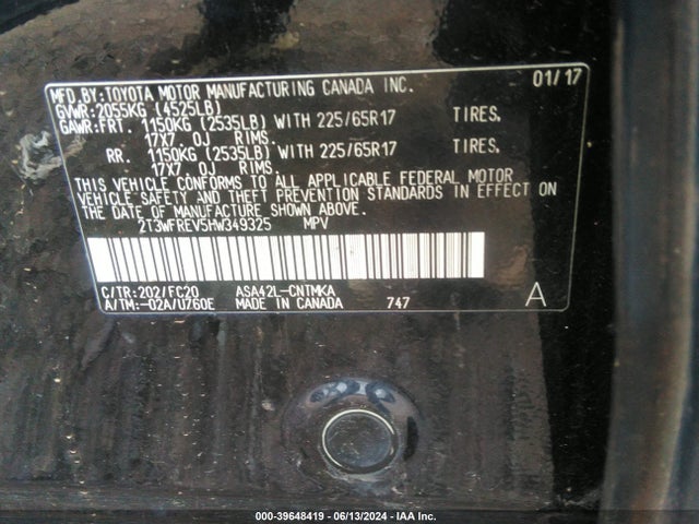 Toyota Rav4 Xle 2017 2T3WFREV5HW349325 Image 9