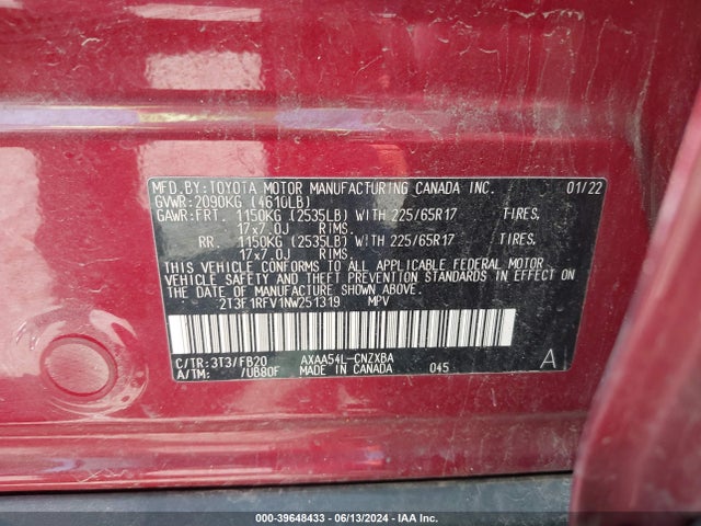 Toyota RAV4 LE 2022 2T3F1RFV1NW251319 Image 9