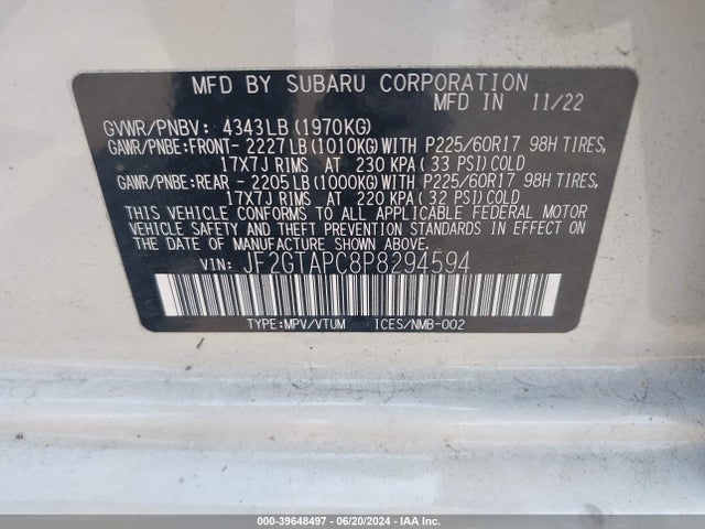 JF2GTAPC8P8294594 Subaru Crosstrek Premium