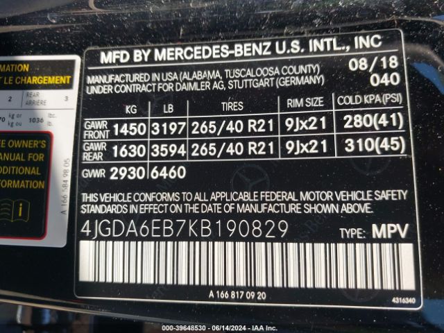 4JGDA6EB7KB190829 Mercedes-Benz Amg Gle 43 4matic