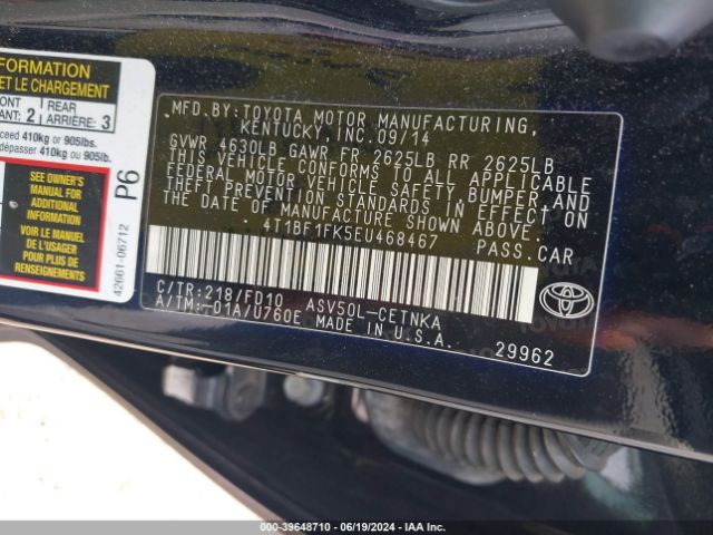 4T1BF1FK5EU468467 Toyota CAMRY LE