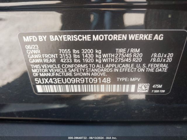 5UX43EU09R9T09148 BMW X5 Phev Xdrive50e