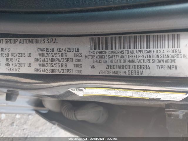 ZFBCFABH3EZ019684 Fiat 500l Easy
