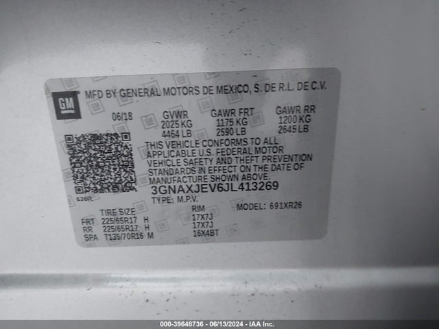 Chevrolet EQUINOX LT 2018 3GNAXJEV6JL413269 Image 9