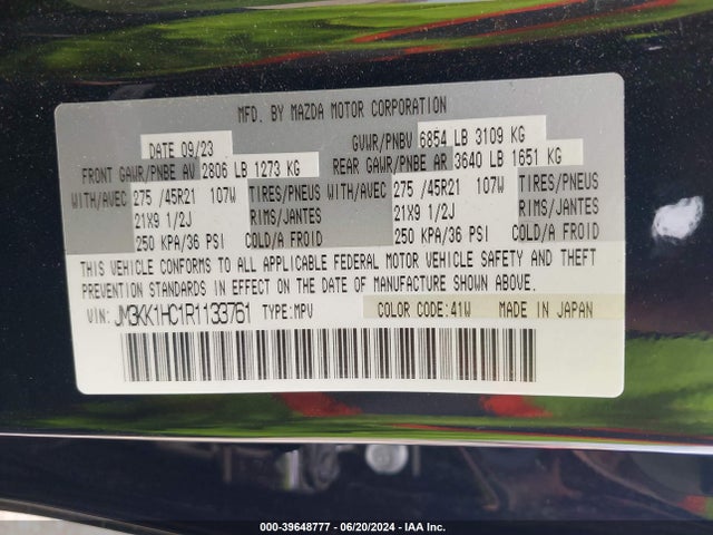JM3KK1HC1R1133761 Mazda Cx-90 3.3 Turbo S