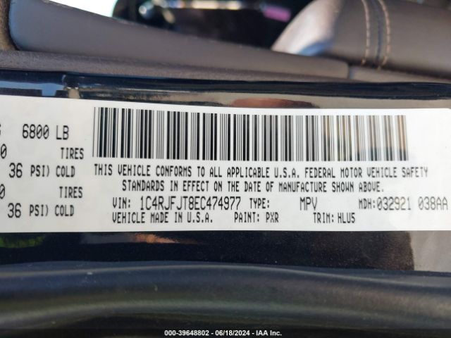 1C4RJFJT8EC474977 Jeep Grand Cherokee Summit