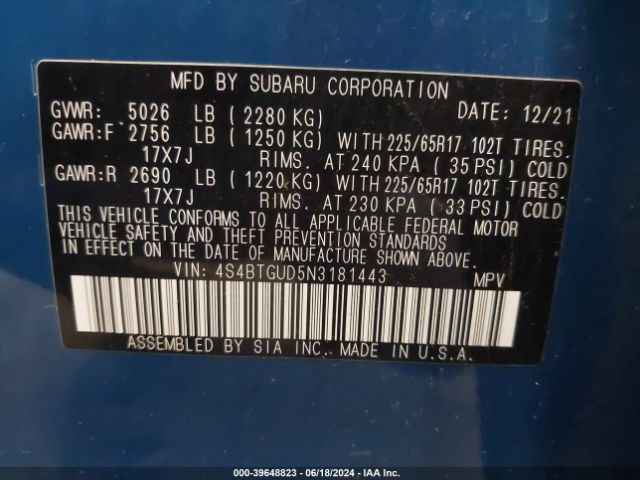 4S4BTGUD5N3181443 Subaru Outback Wilderness