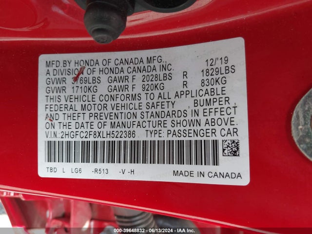 Honda Civic Sport 2020 2HGFC2F8XLH522386 Image 9