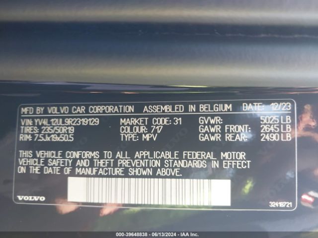 YV4L12UL9R2319129 Volvo Xc40 B5 Plus Dark Theme