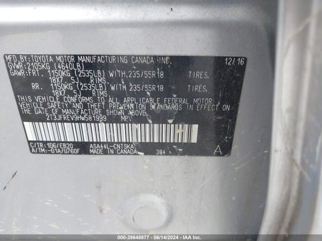 Toyota RAV4 SE 2017 2T3JFREV9HW581999 Image 9