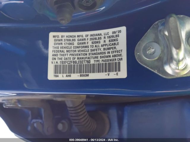 19XFC2F86LE027760 Honda Civic Sport