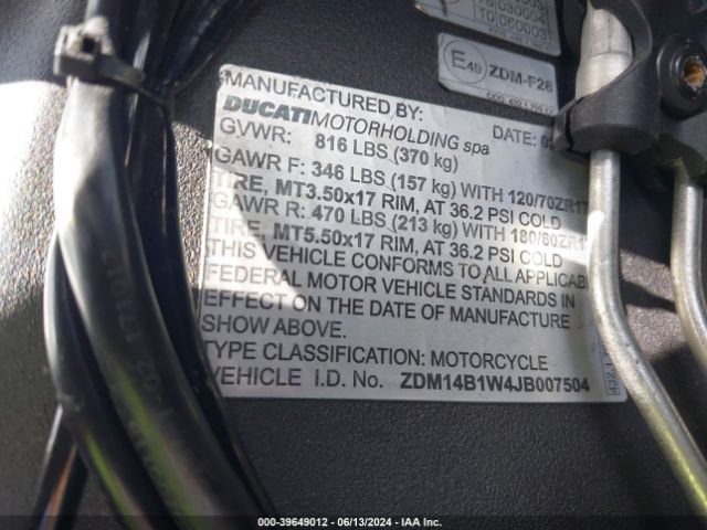 2018 DUCATI SUPERBIKE ZDM14B1W4JB007504 Photo 9