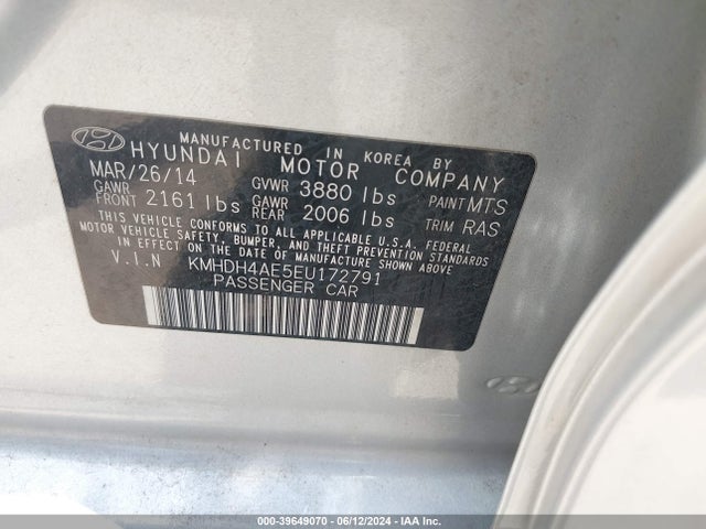 Hyundai ELANTRA SE 2014 KMHDH4AE5EU172791 Image 9