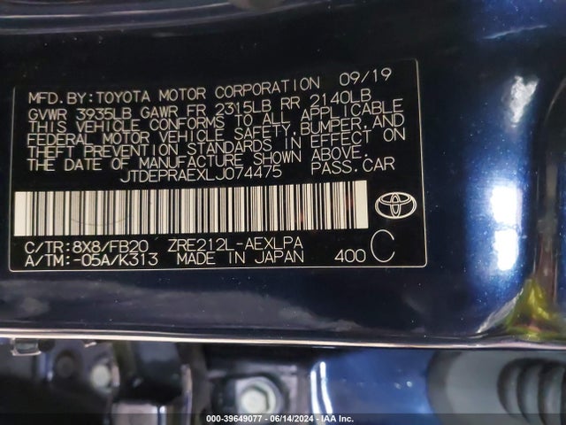 Toyota COROLLA LE 2020 JTDEPRAEXLJ074475 Image 9