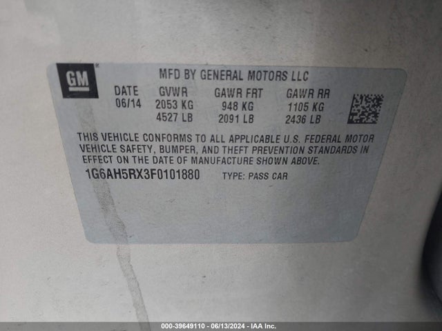 1G6AH5RX3F0101880 Cadillac ATS LUXURY