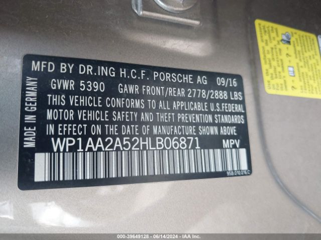 WP1AA2A52HLB06871 Porsche Macan