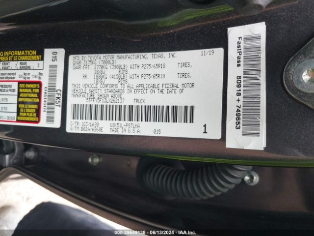 5TFFY5F13LX262137 Toyota Tundra Limited