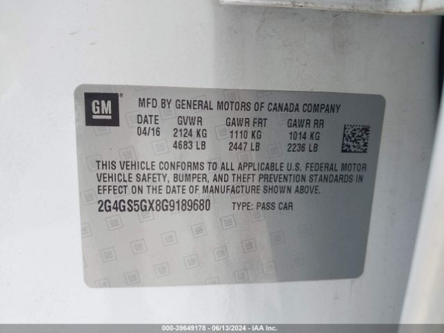 2G4GS5GX8G9189680 Buick Regal Turbo Premium Ii